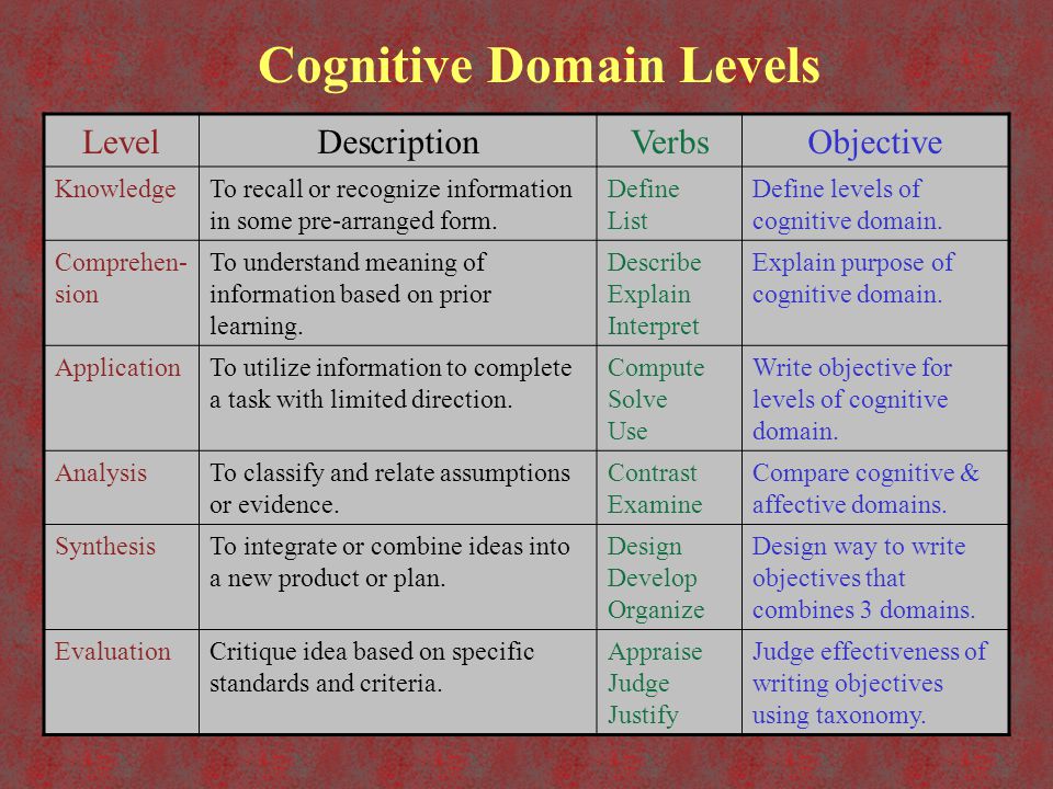 An example of development in the clearance cognitive domain is